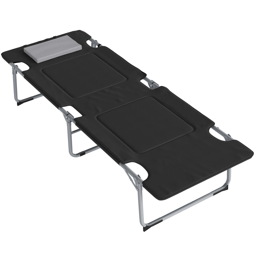 Letto Pieghevole Camping con Cuscino ¨C zephmum ¨C Nero 183x66x33 cm