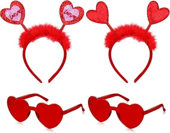 Set di 2 paia di occhiali a forma di cuore, 2 cinturini a forma di cuore, occhiale da Valentine, accessori per San Valentino, matrimonio, Carnevale, repliche fotografiche per