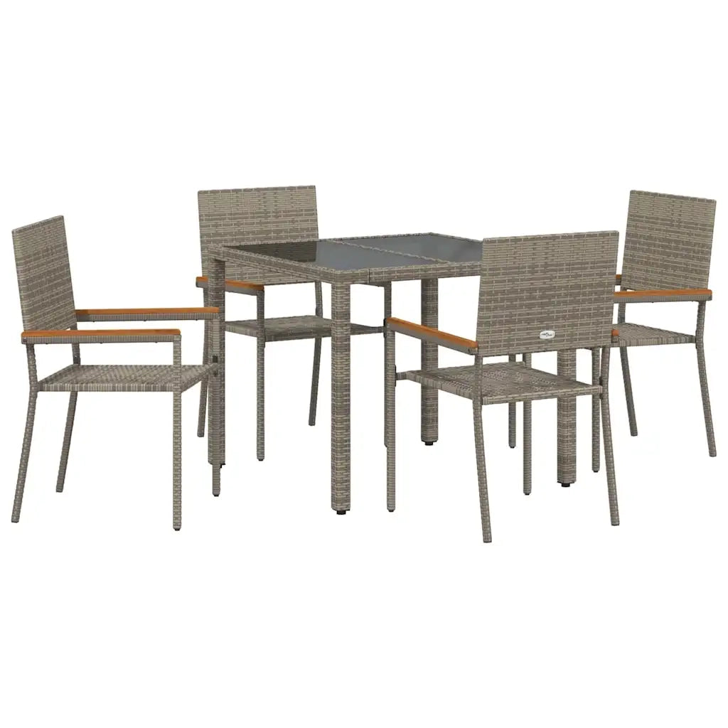 Set da Pranzo per Giardino 5 pz | Set Salotto da Giardino Grigio polyrattan