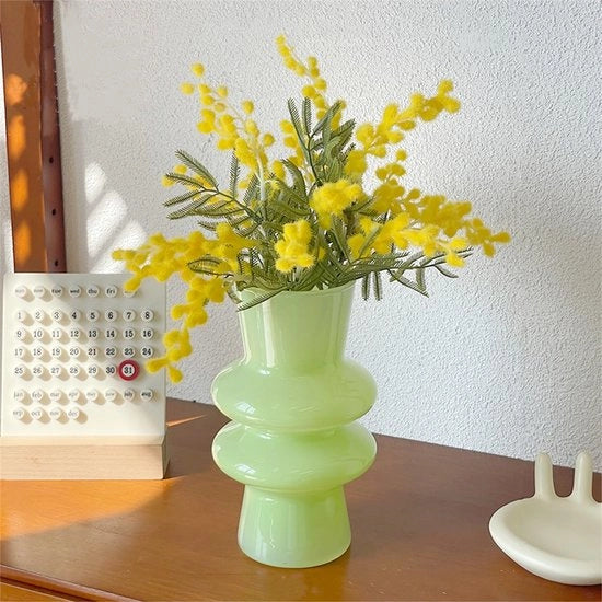 Vasi di vetro per decorazione, 20 cm vasi di vetro a quattro strati per hydrocultura, vasi decorativi per decorazione di casa, vasi geometrici moderni per soggiorno/riunioni di nozze/feste/ufficio (verde latte)