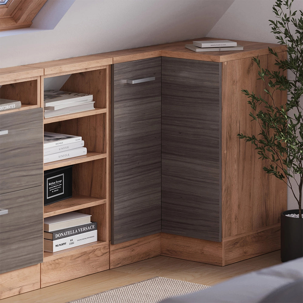 Mobile sottotetto Mobile angolare Rion Grigio nobile/Rovere dorato 75.6 x 83.8 cm con 1 porta Vicco