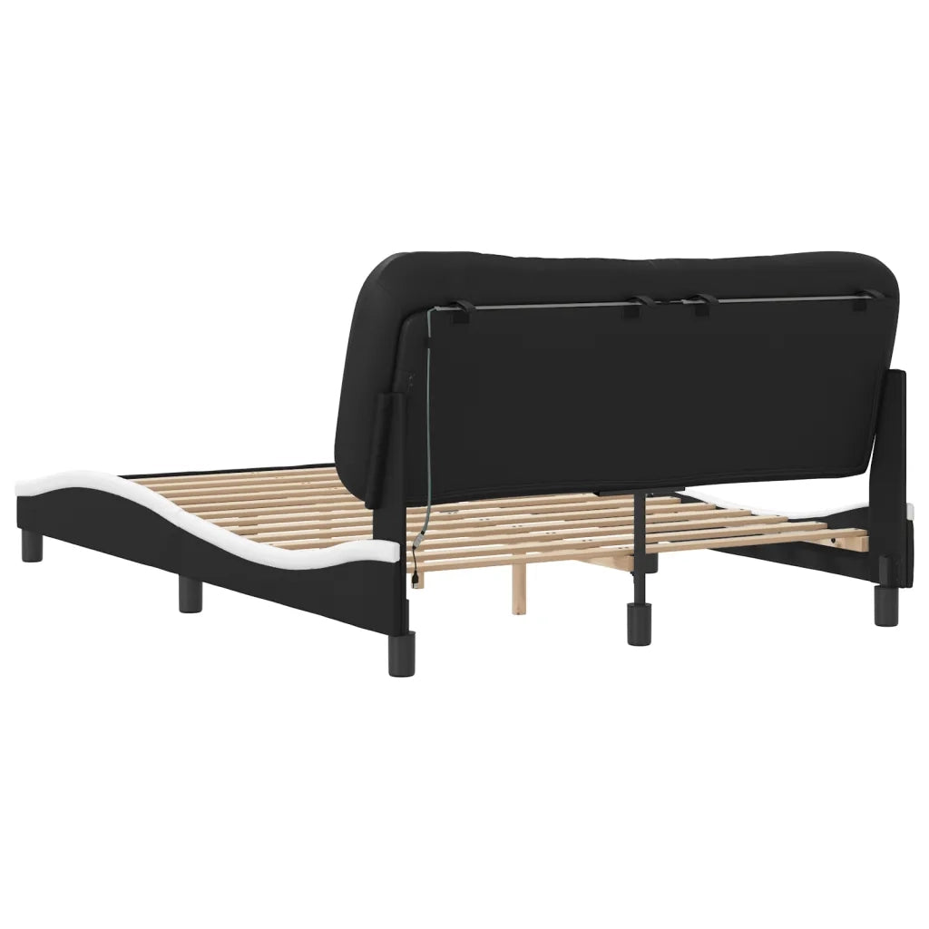 Giroletto con LED senza Materasso-Struttura Letto Hvar Nero e Bianco 120x200 cm