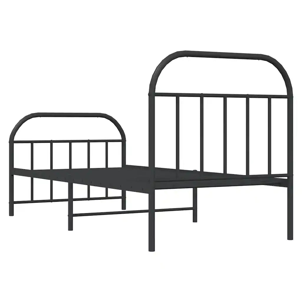 Giroletto con Testiera e Pediera Metallo Nero 90x190 cm 353645