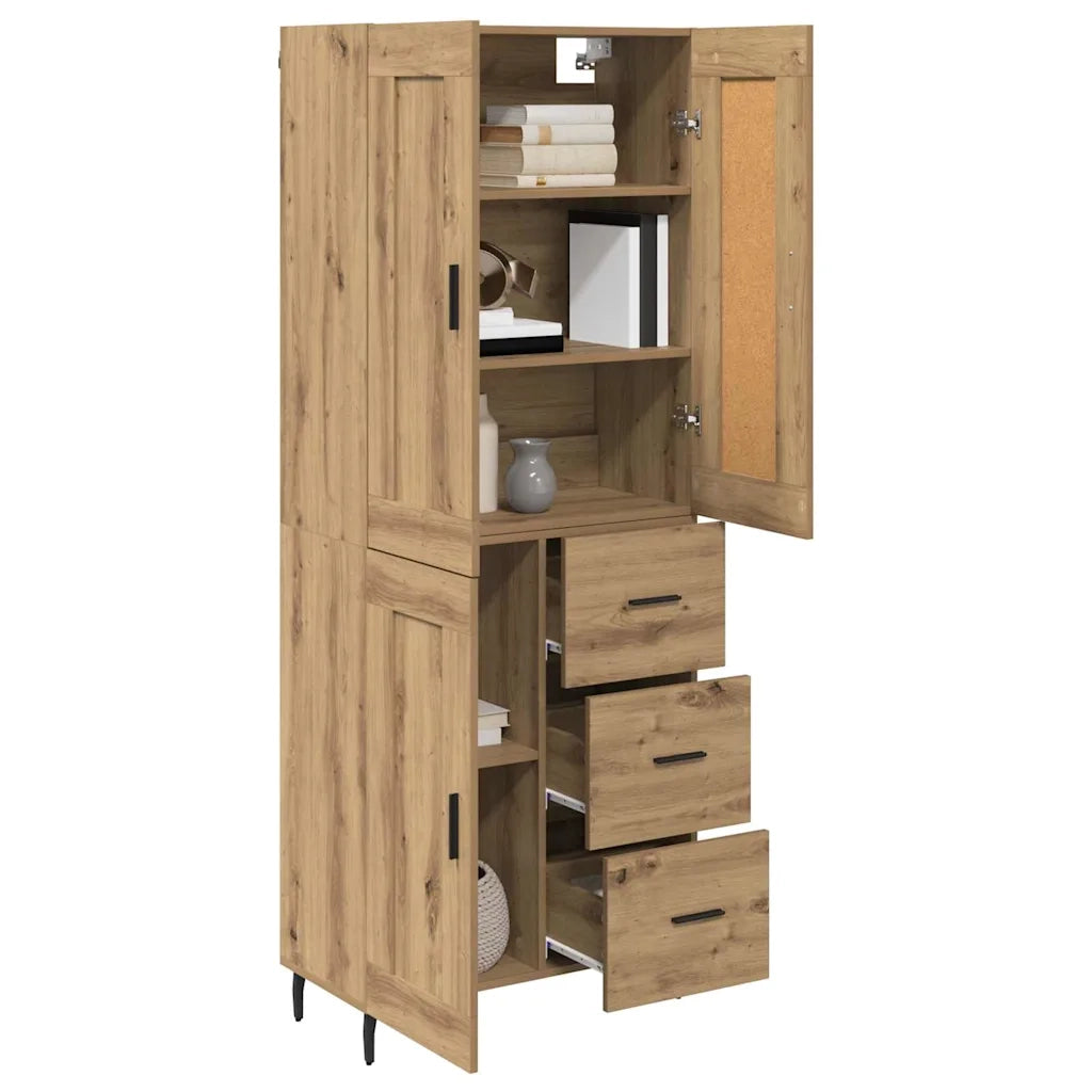 Credenza 2 pz-Set di 2 Buffet-Armadio da cucina Rovere artigianale Legno Stratificato e Vetro 216891