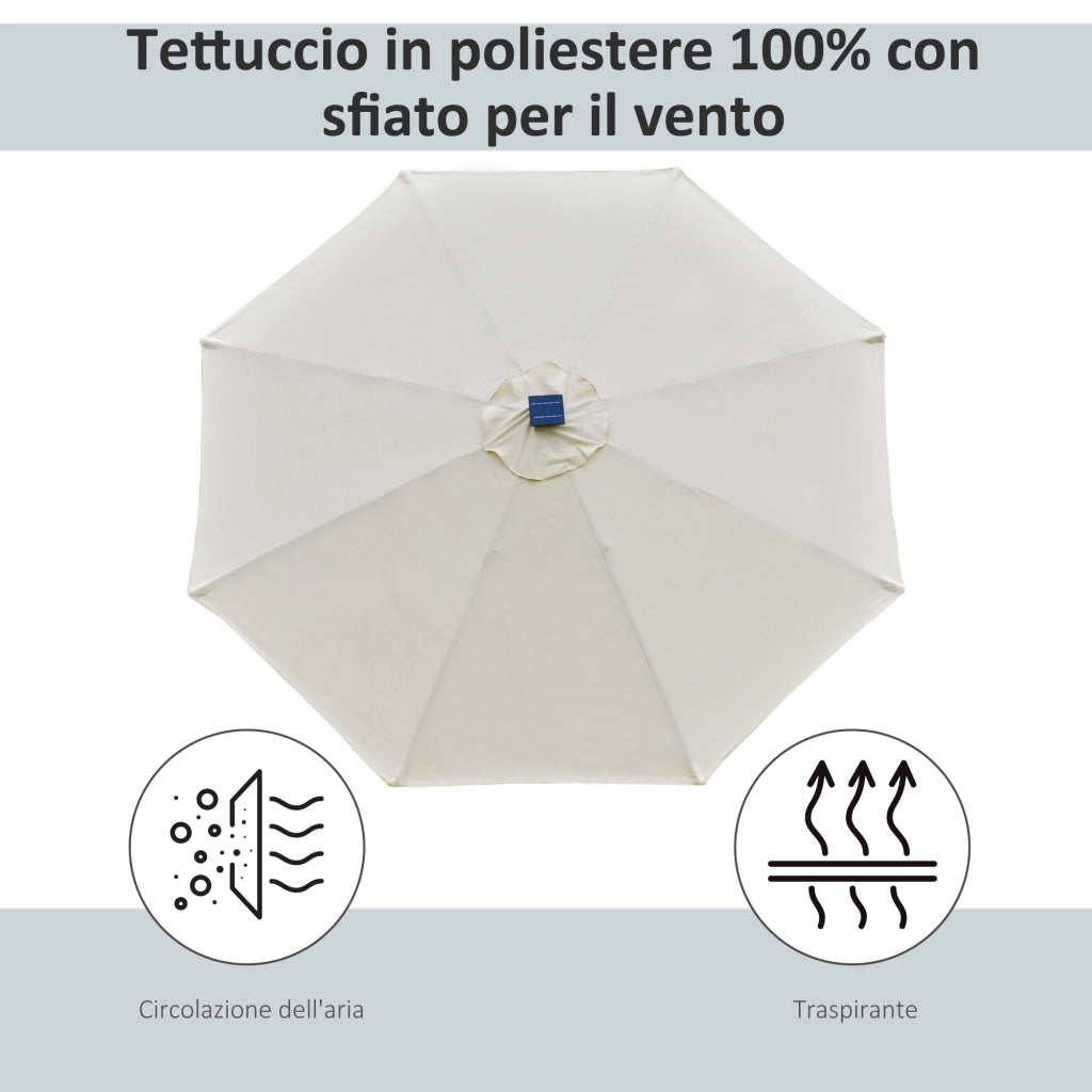 Ombrellone da Giardino con Luci LED e Pannello Solare ¨C zephmum ¨C Crema Bianco, 270x245 cm