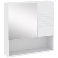 Pensile da Bagno con Specchiera 54x15x55 cm Ripiani Regolabili Bianco