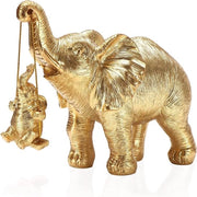 Decorazione con Figura di Elefante, Scultura di Elefante per Decorazione, Figura di Elefante per Sala da Pranzo, Ufficio, Libreria, Camera da Letto (Argento) (Oro)