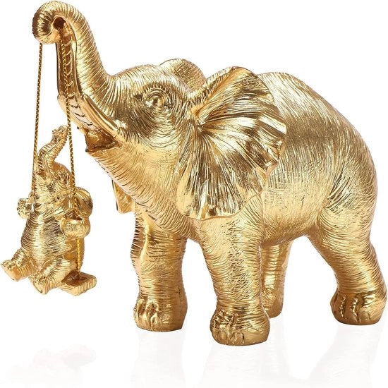 Decorazione con Figura di Elefante, Scultura di Elefante per Decorazione, Figura di Elefante per Sala da Pranzo, Ufficio, Libreria, Camera da Letto (Argento) (Oro)