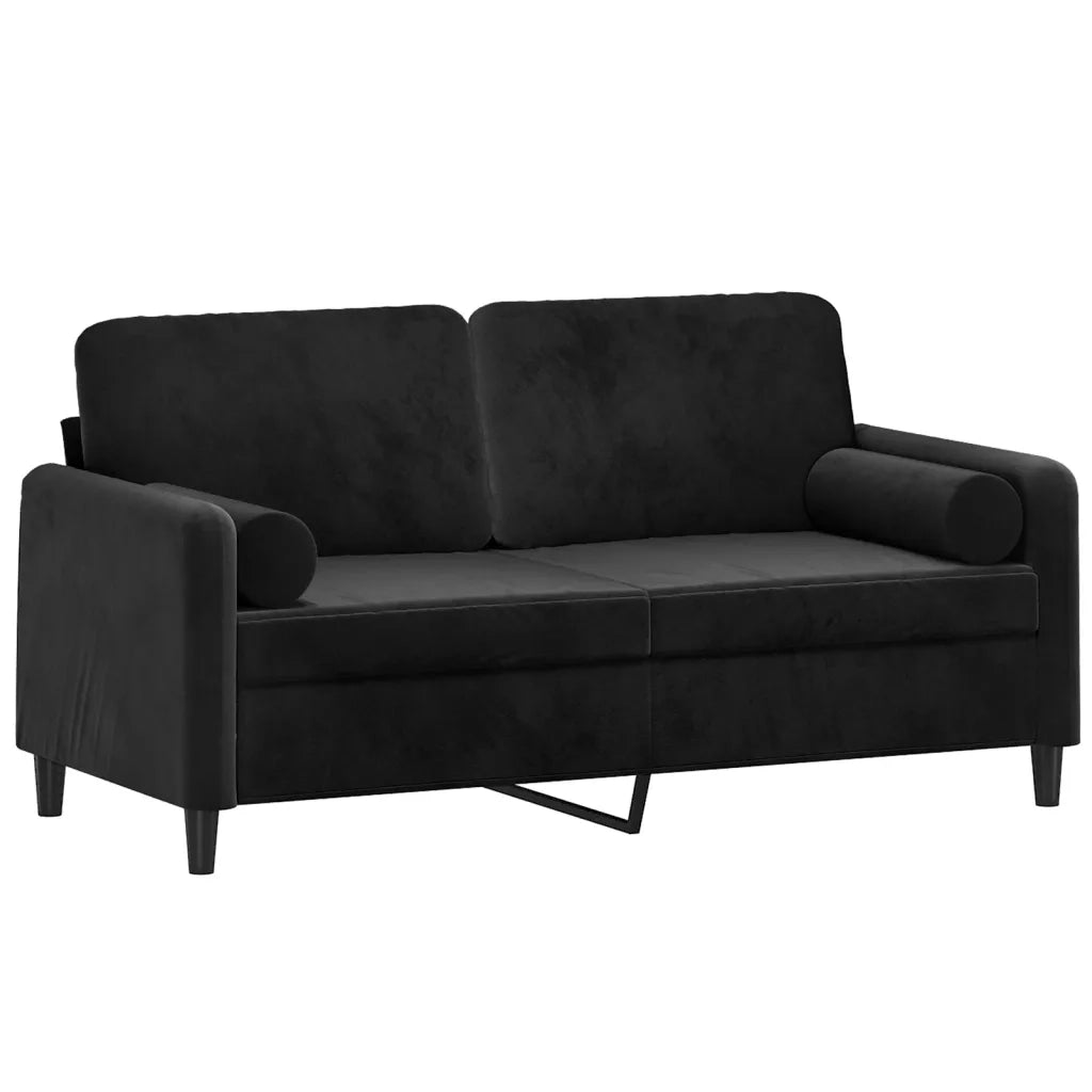Divano a 2 Posti con Cuscini Nero 140 cm in Velluto 3200886