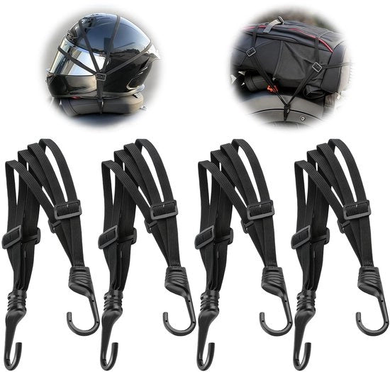 Pacco di 4 cinturoni di trasporto, gomma di allunaggio con ganci, gomma di allunaggio con ganci, cinturoni di trasporto per motocicletta, cinghia di trasporto per portabagagli di bicicletta per motocicletta ecc. (90-175cm)