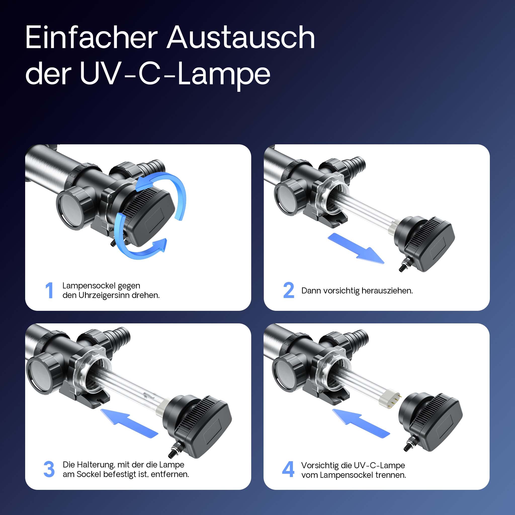 CUV-724 Chiarificatore per laghetti in acciaio inox 24W Sterilizzatore UVC