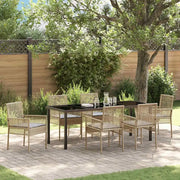 Set da Pranzo per Giardino con cuscino 7 pcs Beige polyrattan 3379889