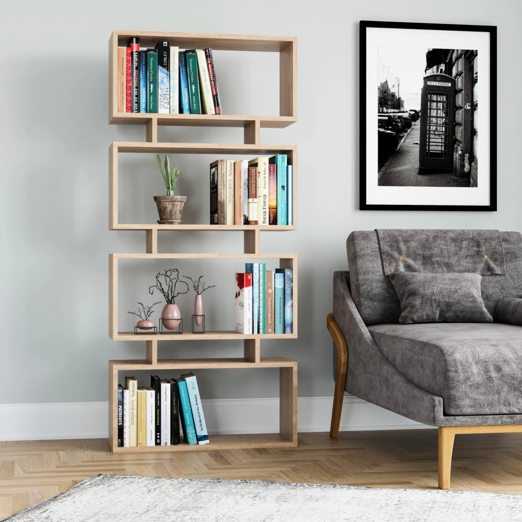 Libreria in legno "Langdon" - 72 x 25 x 161 cm - Beige