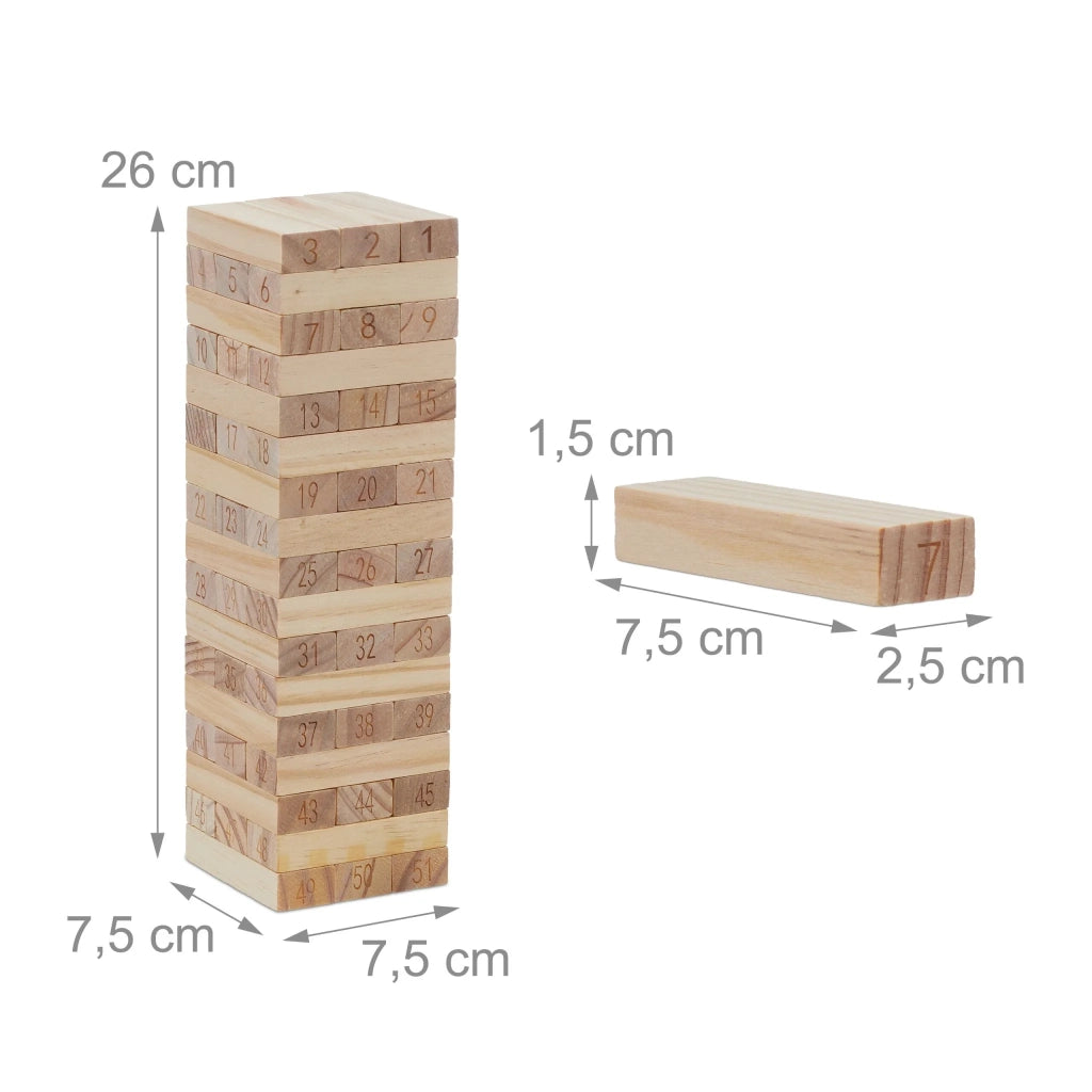 Gioco da tavolo torre infernale in legno impilabile 51 blocchi 30 x 30 x 60 cm in pino naturale 13_0014334