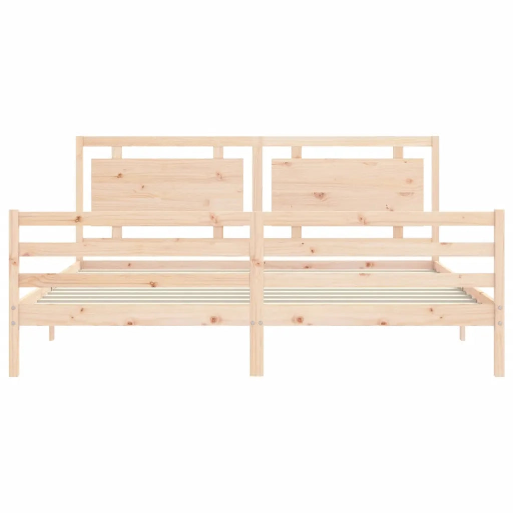 Giroletto con Testiera Super King Size-Struttura Letto in Legno Massello 627006