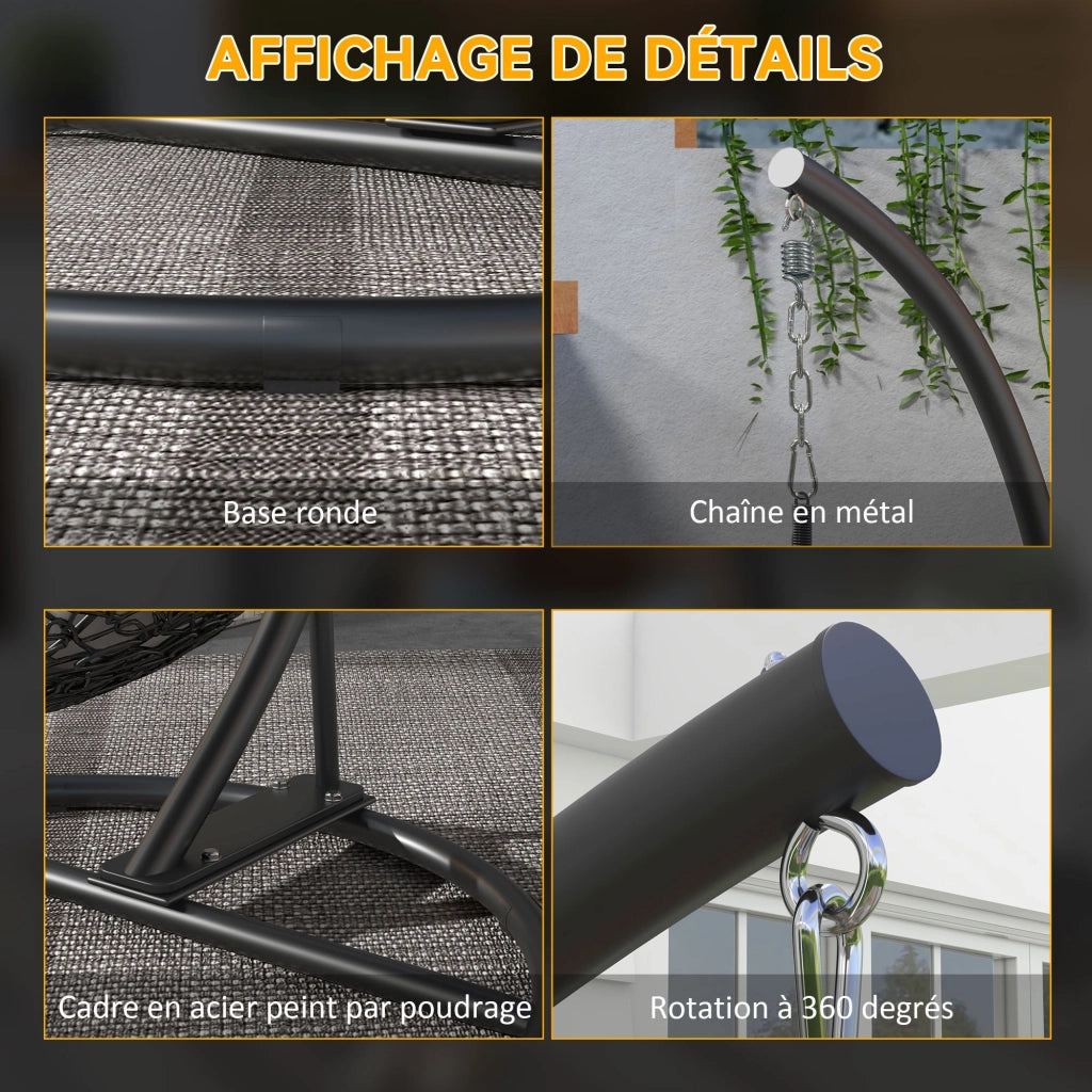 Supporto per poltrona sospesa ¨C zephmum ¨C base rotonda, telaio metallo, ?102x195 cm, nero