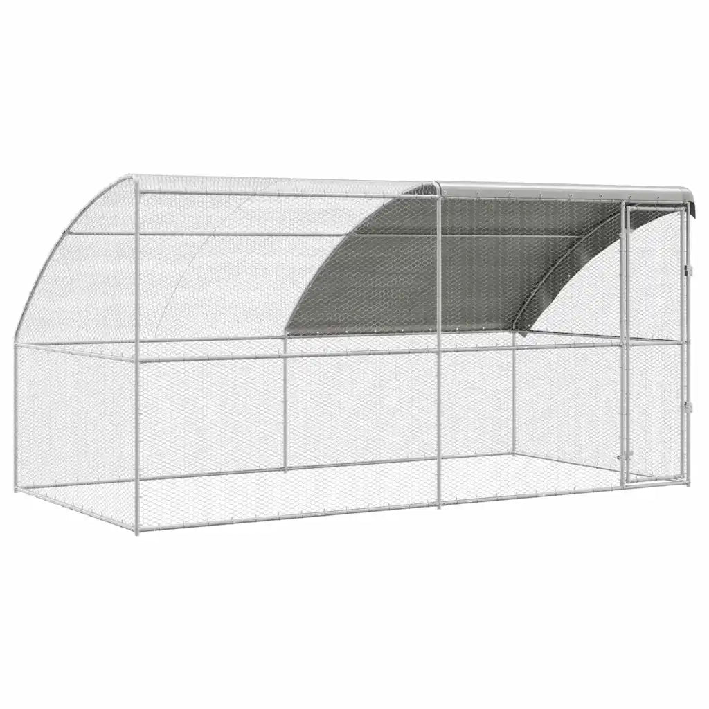 Gabbia per polli 2 pcs Argento 400 x 200 x 200 cm Acciaio e PE