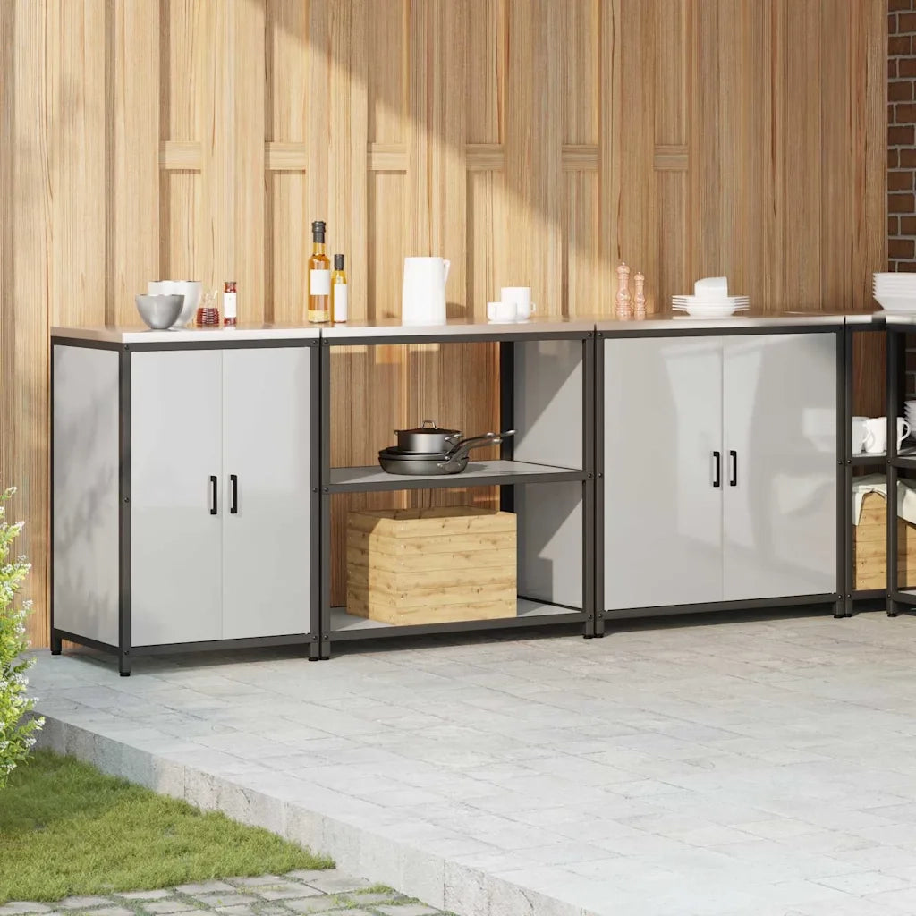 vidaXL Set di Stoccaggio per Cucina 3 pcs Argento 240 x 50 x 92 cm