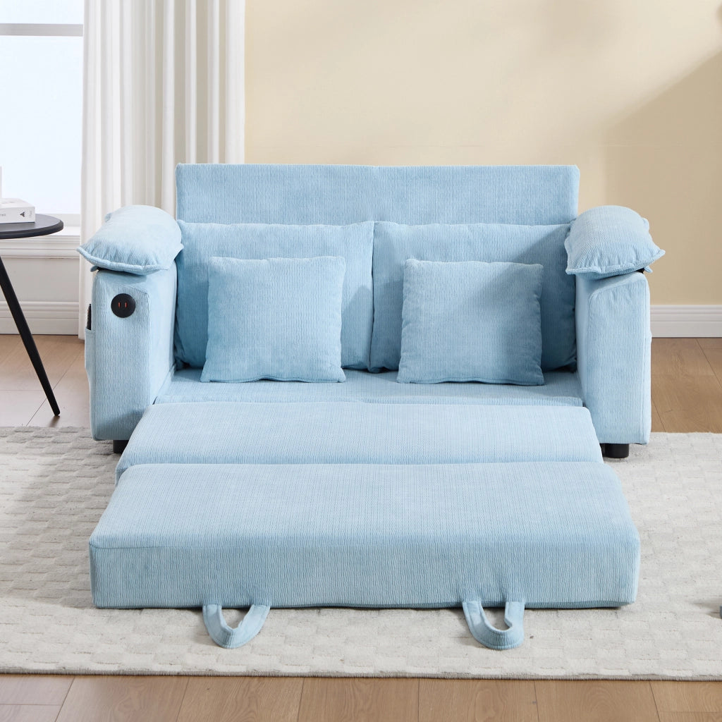 Poltrona in chenille con cuscino cervicale e lombare, seduta imbottita per soggiorno, balcone e ufficio blu