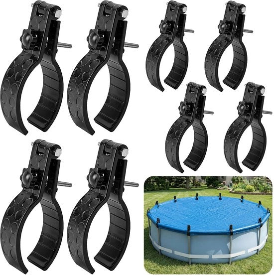 Fermoferro 8 pezzi - Clip di fissaggio regolabili - Antiscivolo - Eterno - Clip di corda in plastica - Attacco corrosione resistente - Clip di copertura per piscine