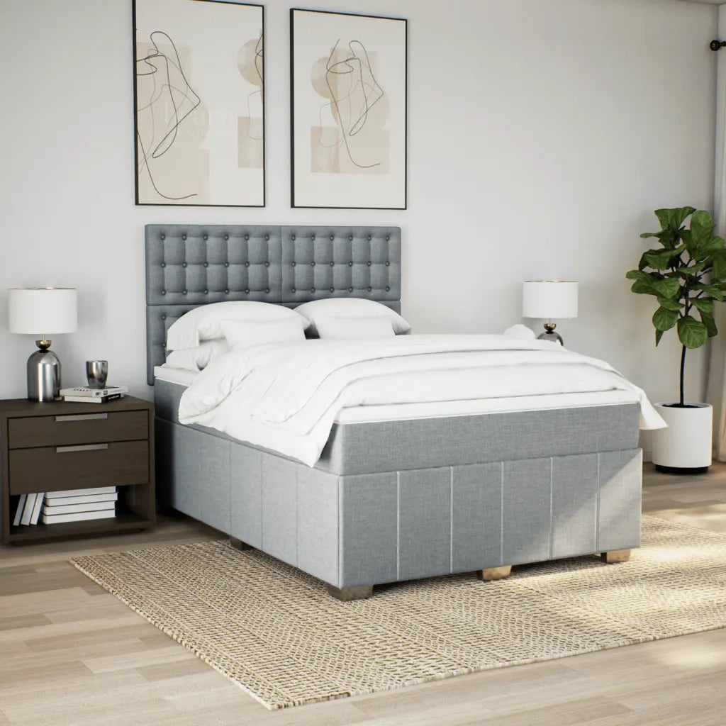 vidaXL Giroletto a Molle con Materasso Grigio Chiaro 140x200cm Tessuto