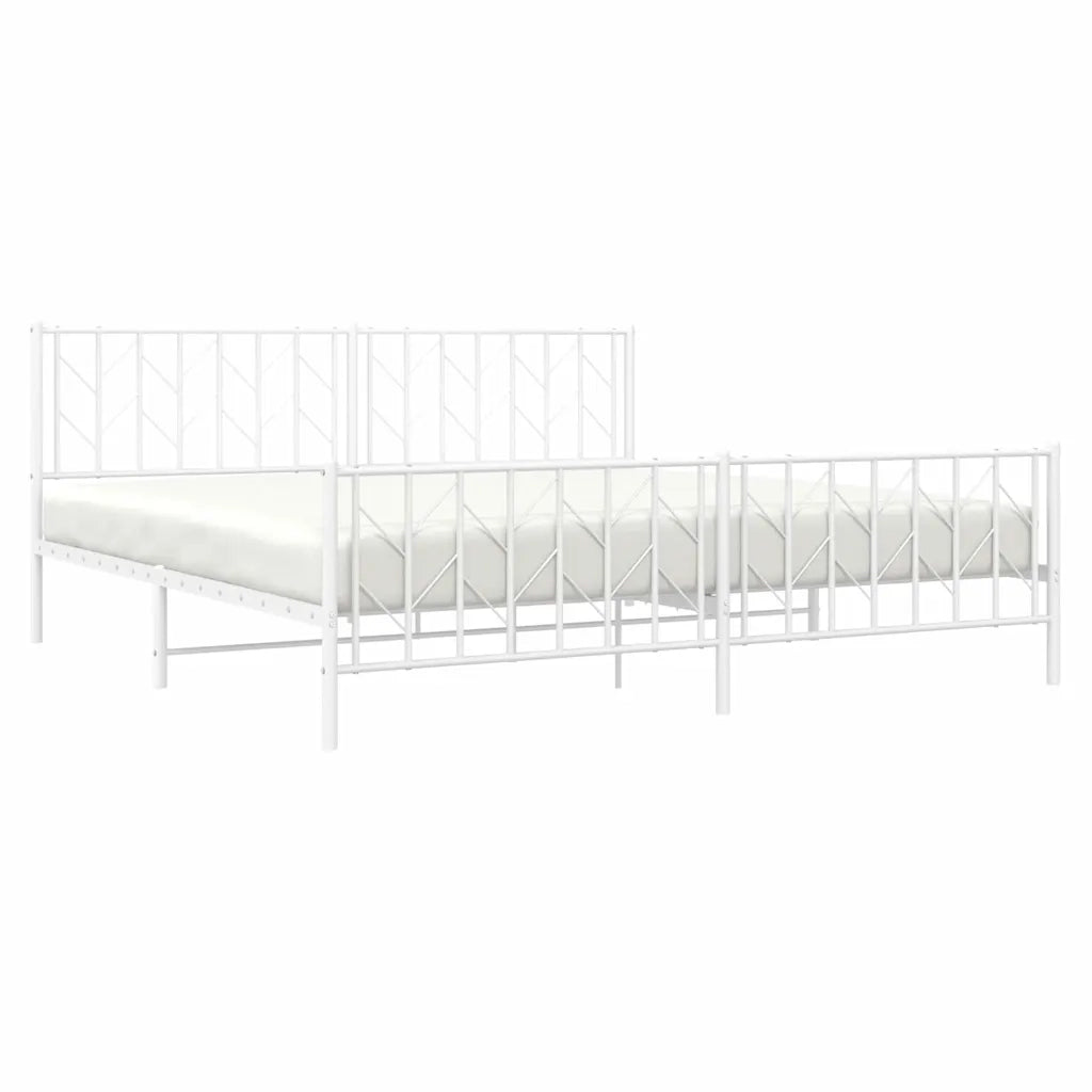 Giroletto con Testiera e Pediera Metallo Bianco 193x203 cm 374510