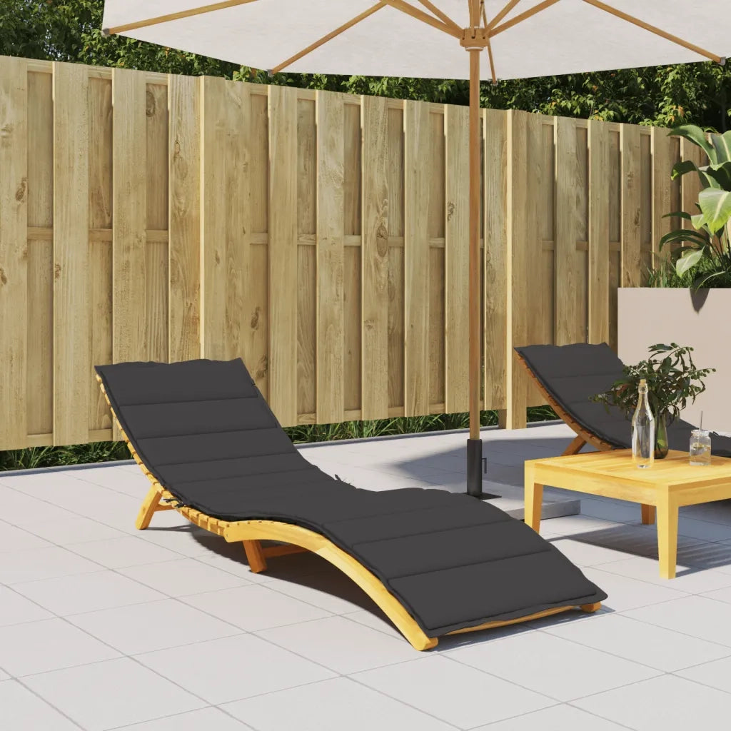 Cuscino per Lettino Nero 200x70x3 cm in Tessuto Oxford 314225