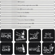 Set di Regalo Gin 8 pezzi + 21,5 cm 304 Filo di Seta Inossidabile 8 pezzi, 8 Frasi Divertenti, per Appassionati di Gin, Amanti del Gin e Bevitori di Gin