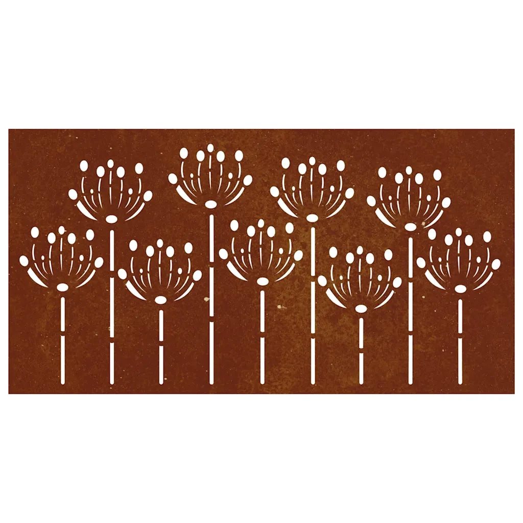 Decorazione Muro da Giardino 105x55 cm Fiore in Acciaio Corten 824499