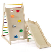 Palestra jungle 3 in 1 parco giochi interno per bambini con scivolo esteso, Palestra scaletta in legno e struttura da gioco