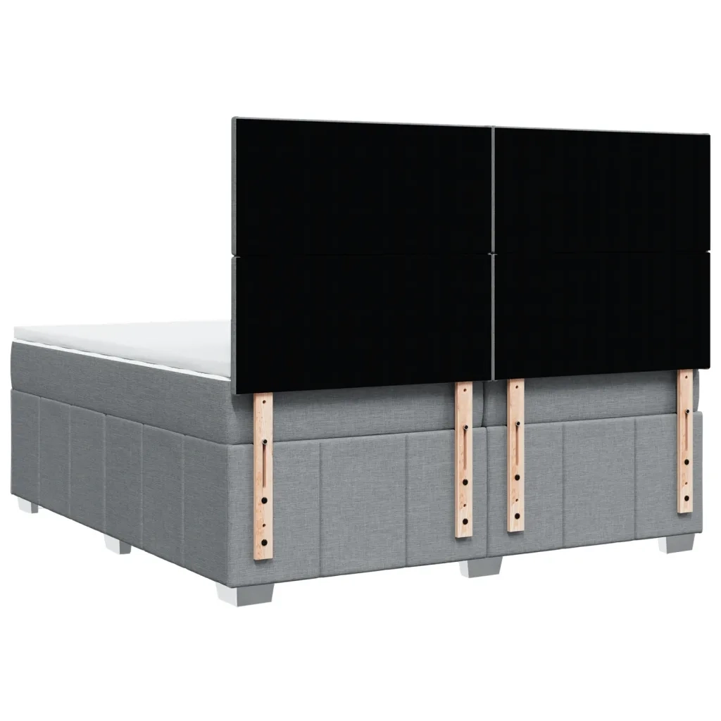 Giroletto a Molle con Materasso Grigio Chiaro 200x200cm Tessuto