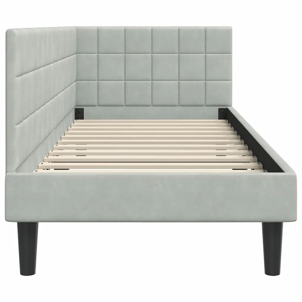 Letto singolo | Letto per adulti | Cornice del letto ad angolo Grigio chiaro 80 cm x 200 cm