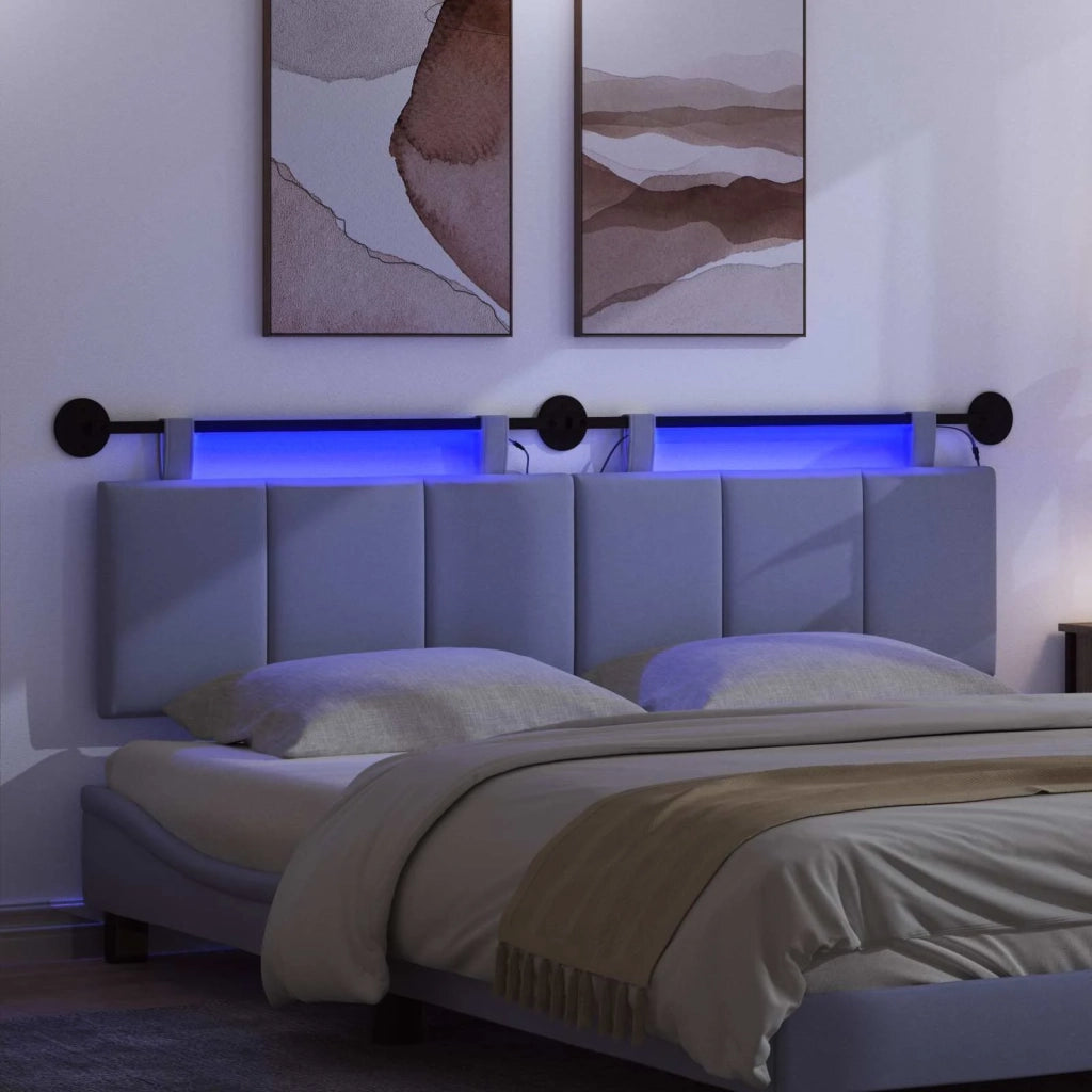 Testiera sospesa Con luce LED Blu jeans Tessuto
