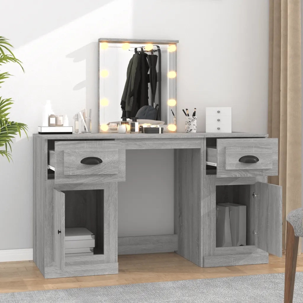 Toeletta | Tavolo da Trucco con LED Grigio Sonoma 130x50x132,5 cm