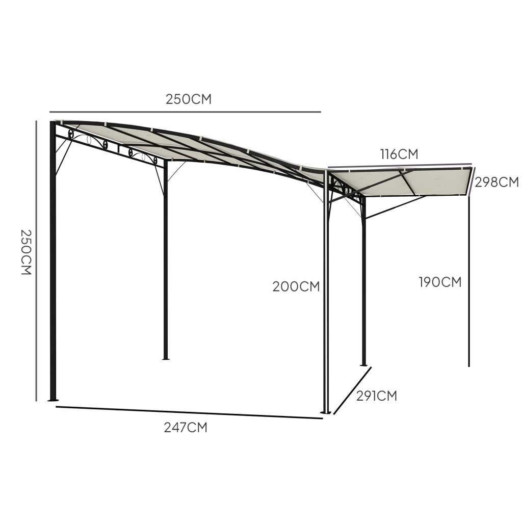 Gazebo con tetto apribile 3x2.5m ¨C zephmum ¨C crema bianco