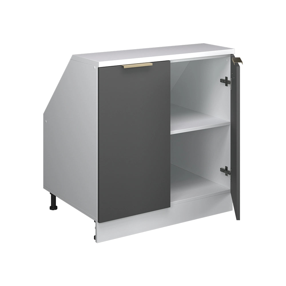 Mobile sottotetto Rion Antracite-oro/Bianco 80 x 83.8 cm con 2 porte, carcassa 60 cm profondità Vicco