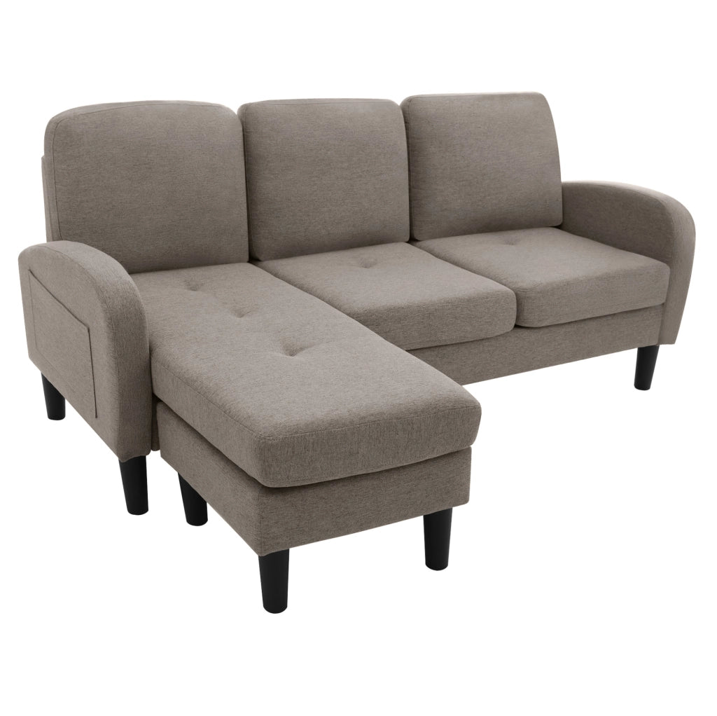 Divano angolare modulare ULEVR 166x118x77 cm 3 posti con chaise longue reversibile, grigio scuro antico