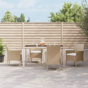 Set da Pranzo da Giardino 5 pz con Cuscini Beige in Polyrattan 3187350