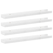 4 pz Mensole da Parete | Scaffali a Parete | Ripiano a parete Bianco Lucido 60x9x3 cm