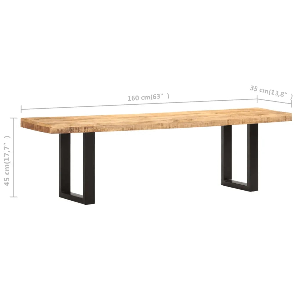 Panca 160 cm in Legno Massello di Mango e Acciaio 286461