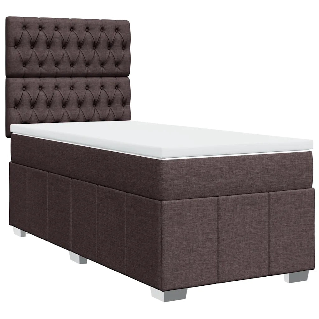 Giroletto a Molle con Materasso Marrone Scuro 90x200 cm Tessuto