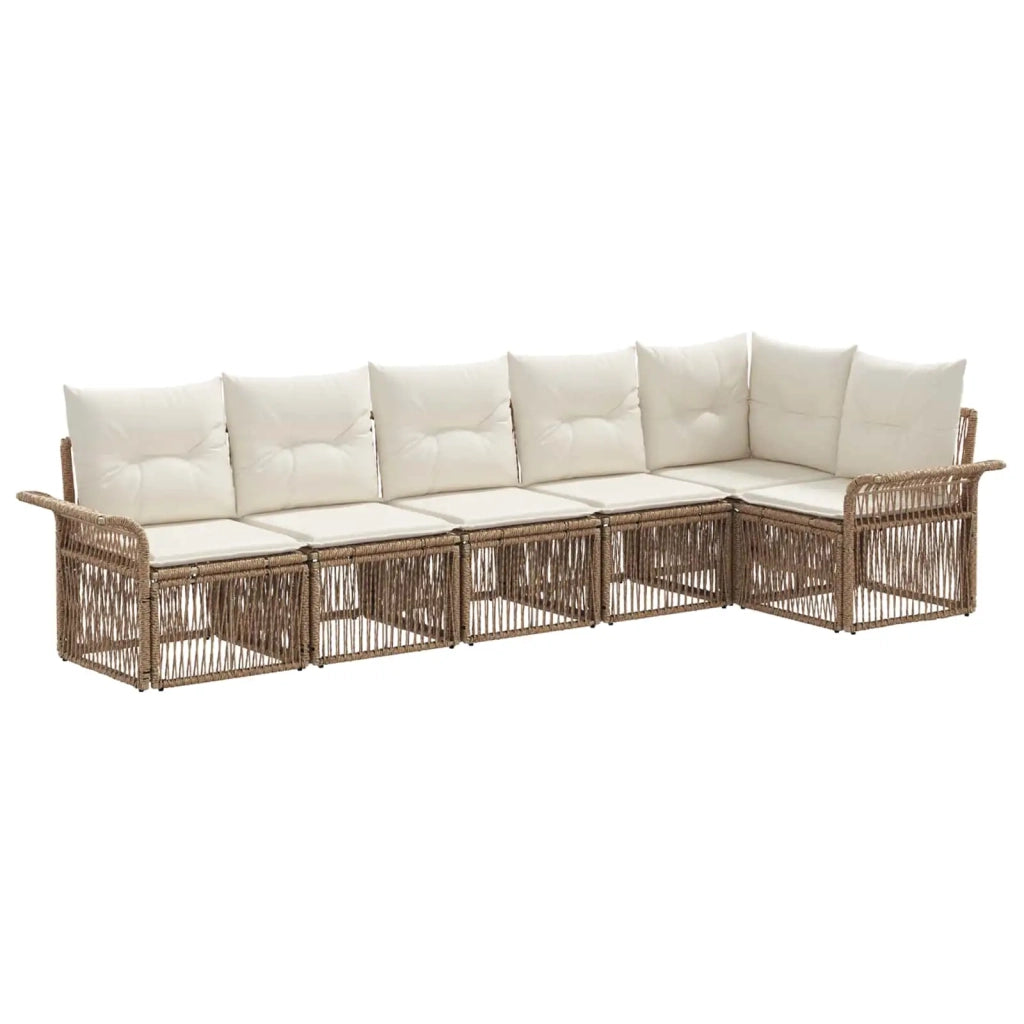 Set Divano da Giardino 6 pcs Beige polyrattan 3434835