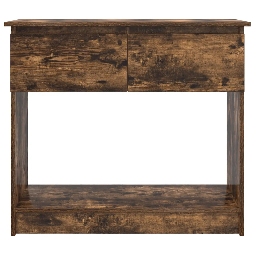 Tavolo Consolle con Cassetti Rovere Fumo 85,5x38,5x74,5 cm 861395