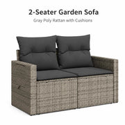 2-seater Garden Sofa With Cushions, Grey Poly Rattan