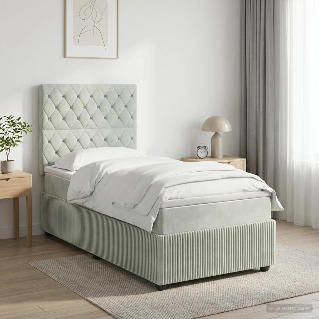 Letto box spring con materasso Grigio Chiaro 100 x 200 cm 3454541