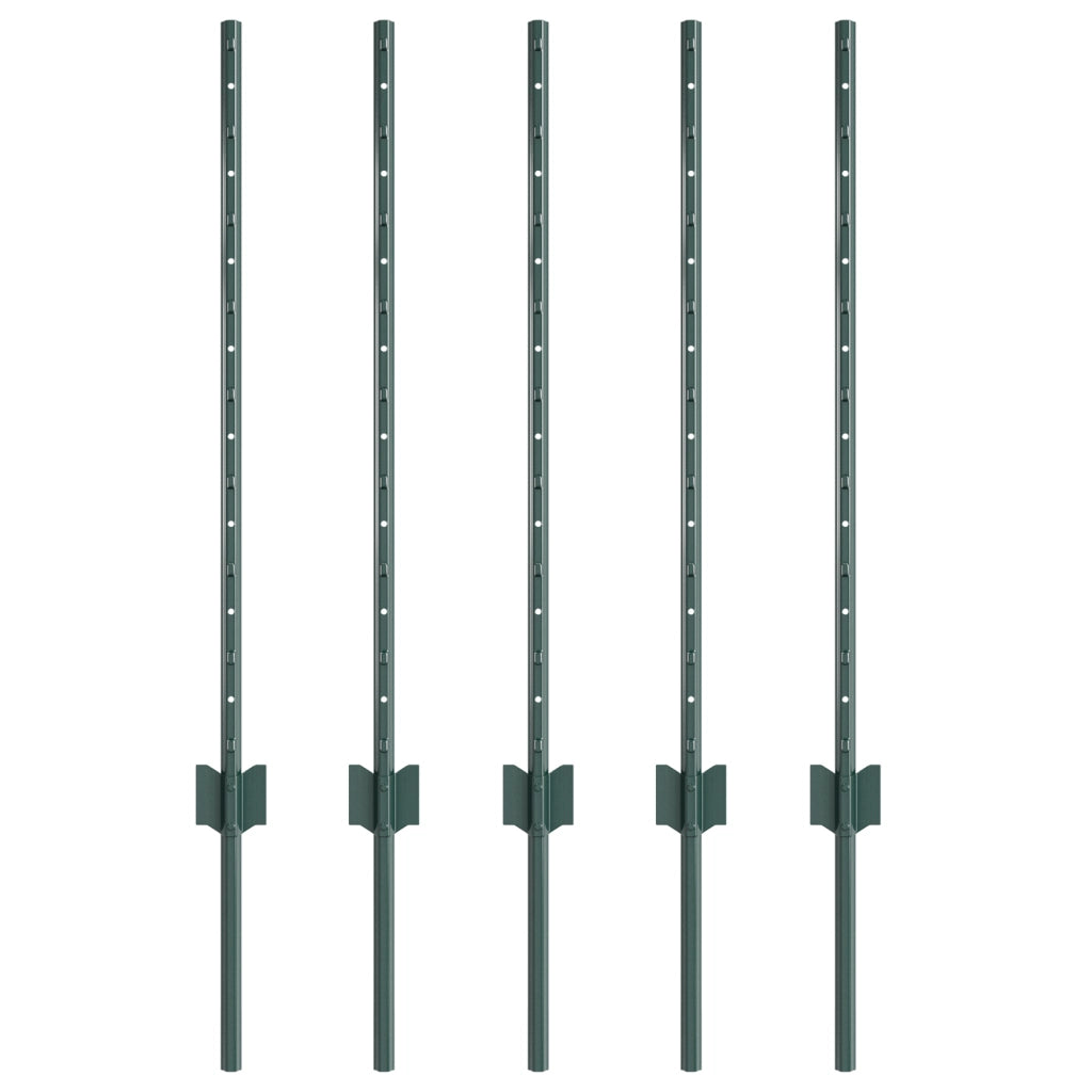 Pali Recinzione 5 pcs Canale U Verde 80 cm Acciaio