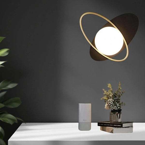 Applique LED da Parete G9, Design Moderno Nero e Oro, Sfera Opalina, Luce Diffusa per Camera, Soggiorno, Corridoio, Ingresso, Lampada Decorativa in Metallo Elegante