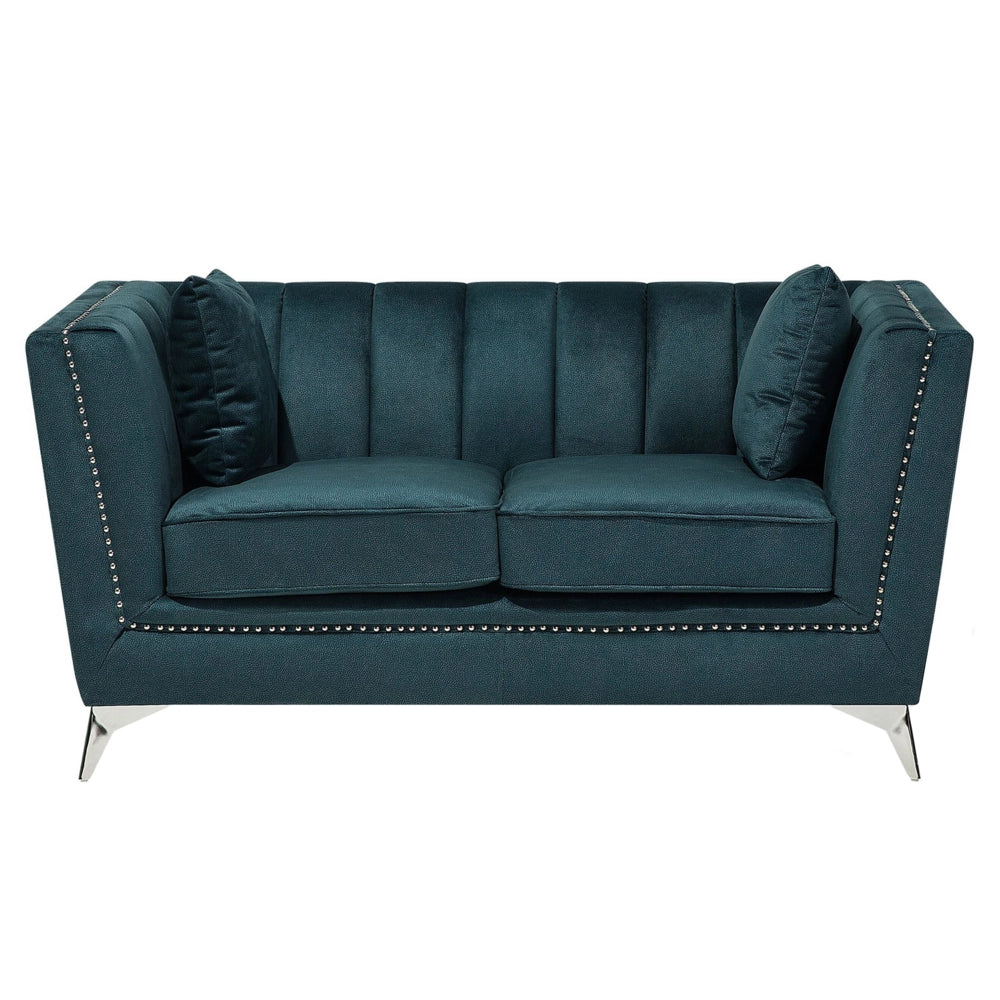 Set di divani a 2 + 3 posti con trapuntatura del pannello di rivestimento della testa del chiodo blu verde acqua