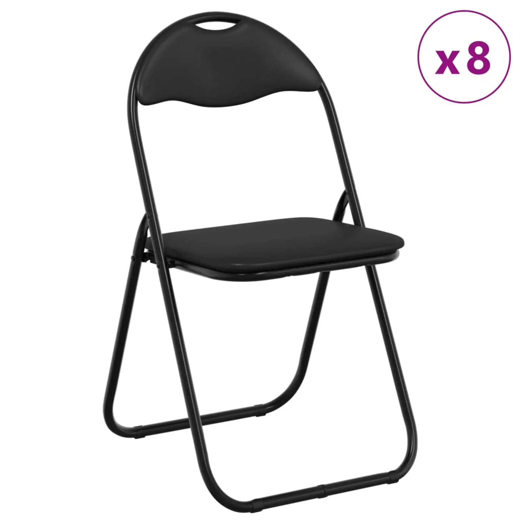 Sedia pieghevole 8 pz | Sedie da cucina Nero 48 x 43,5 x 81 cm Pelle Sintetica
