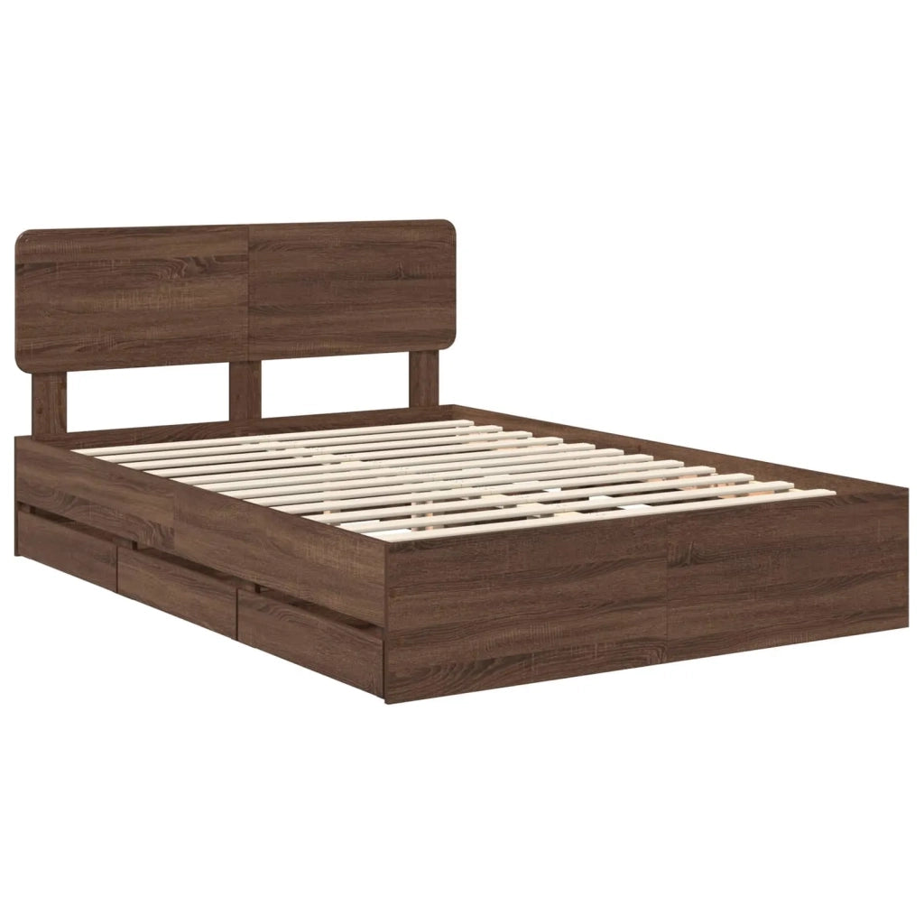 Struttura del letto con cassetto Quercia marrone 140 x 190 cm 3412191